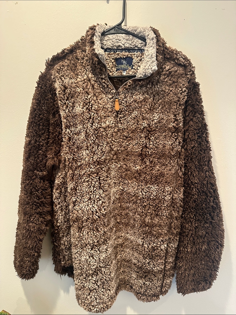 Simply Southern Brown Sherpa Zip-Up Pullover